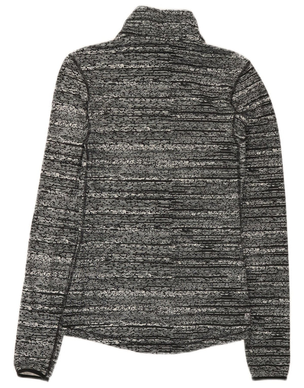 Nike - Camiseta con cuello y cremallera para hombre, manga larga, poliéster moteado gris pequeño