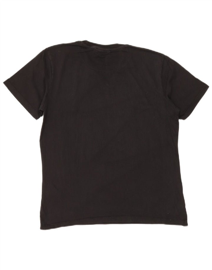 Hugo Boss Hombre Camiseta Gráfica Top Medio Algodón Negro