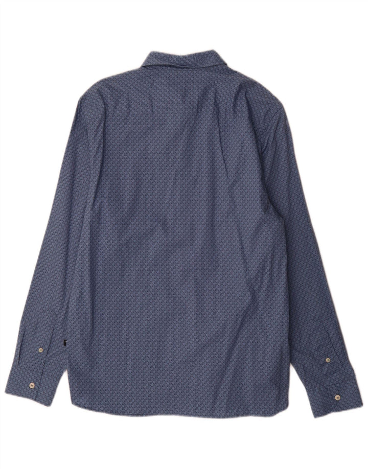 Ted Baker Camisa para hombre Talla 3 Algodón de pata de gallo azul mediano