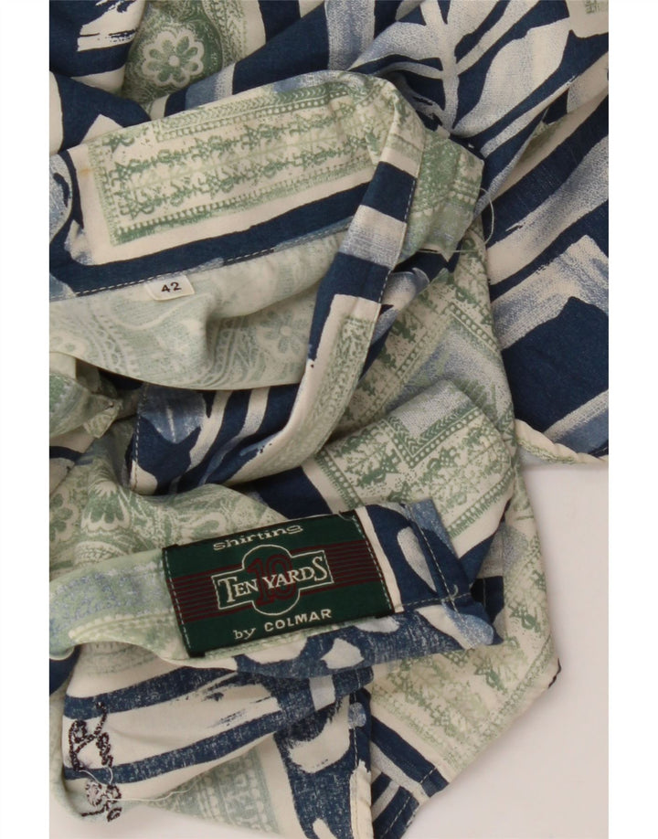 COLMAR Mens Ten Yards Short Sleeve Shirt Size 42 Large Blue Patchwork