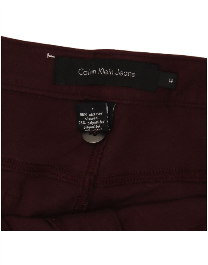 CALVIN KLEIN Pantalones casuales de cintura alta para mujer US 14 XL W34 L34 Borgoña
