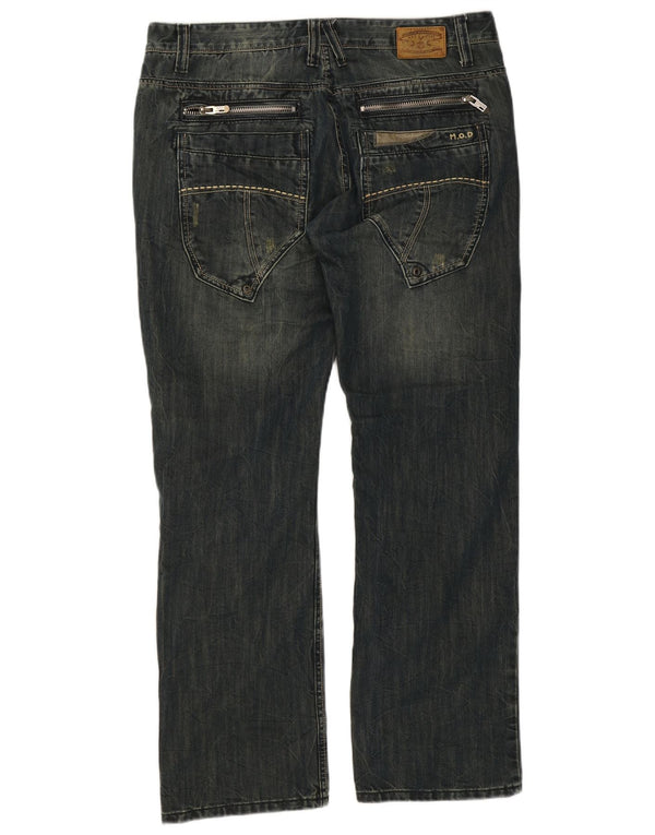 Vintage Mens Cargo Straight Jeans W36 L32 Navy Blue Cotton