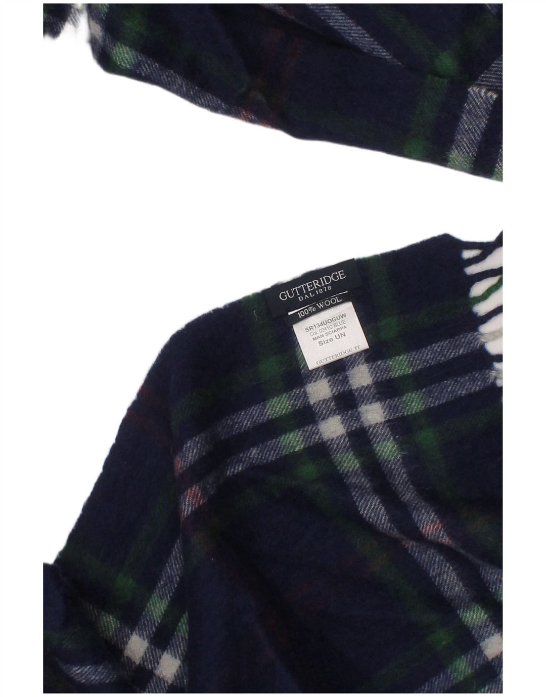 GUTTERIDGE Bufanda rectangular para hombre talla única azul marino cuadros lana clásica