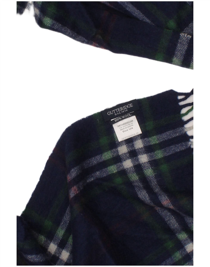 GUTTERIDGE Bufanda rectangular para hombre talla única azul marino cuadros lana clásica