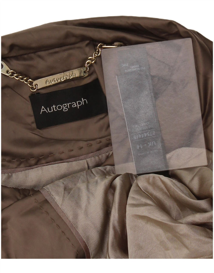 Marks & Spencer Chaqueta Parka Autograph para Mujer UK 44 Poliéster Caqui Mediano
