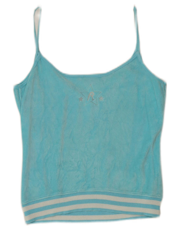 Replay Mujer Harlem Crop Graphic Chaleco Top UK 10 Small Turquesa Deportes