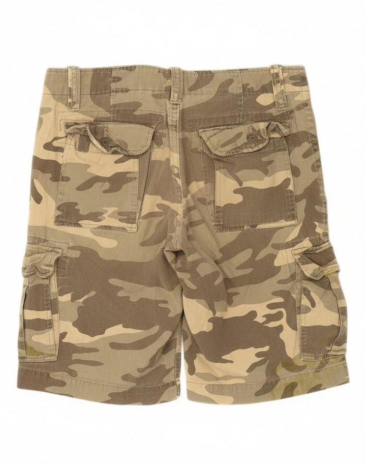 TOMMY HILFIGER Mens Cargo Shorts W31 Medium Khaki Camouflage Cotton