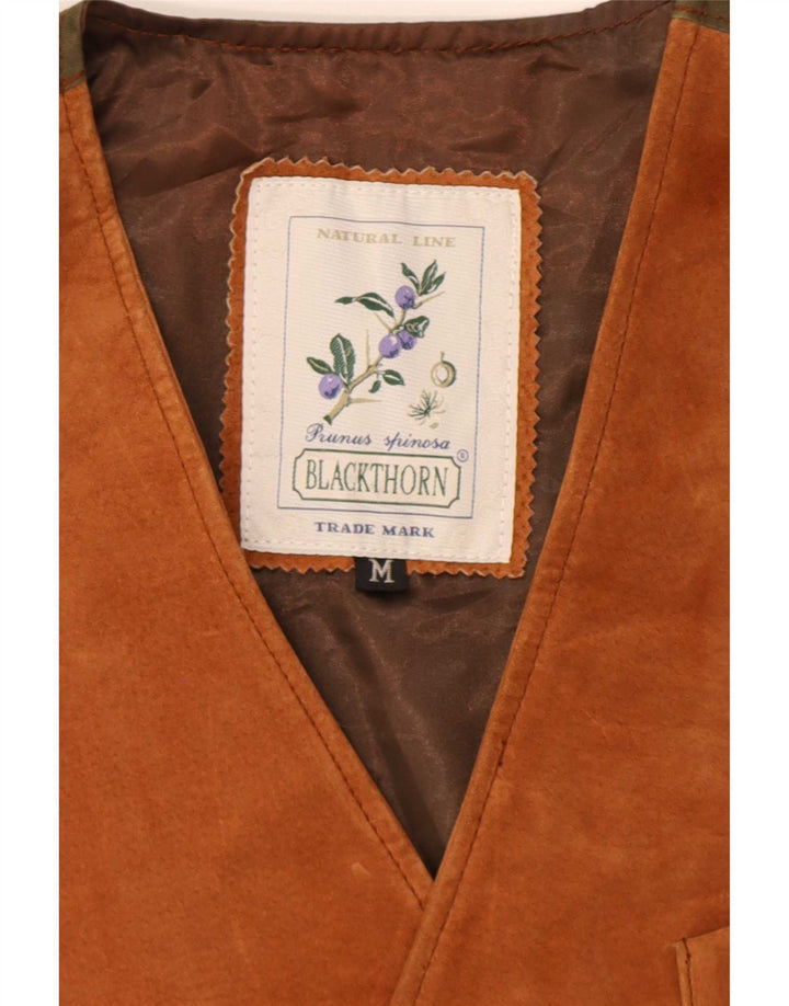 Blackthorn Chaleco de ante para hombre de cuero marrón medio