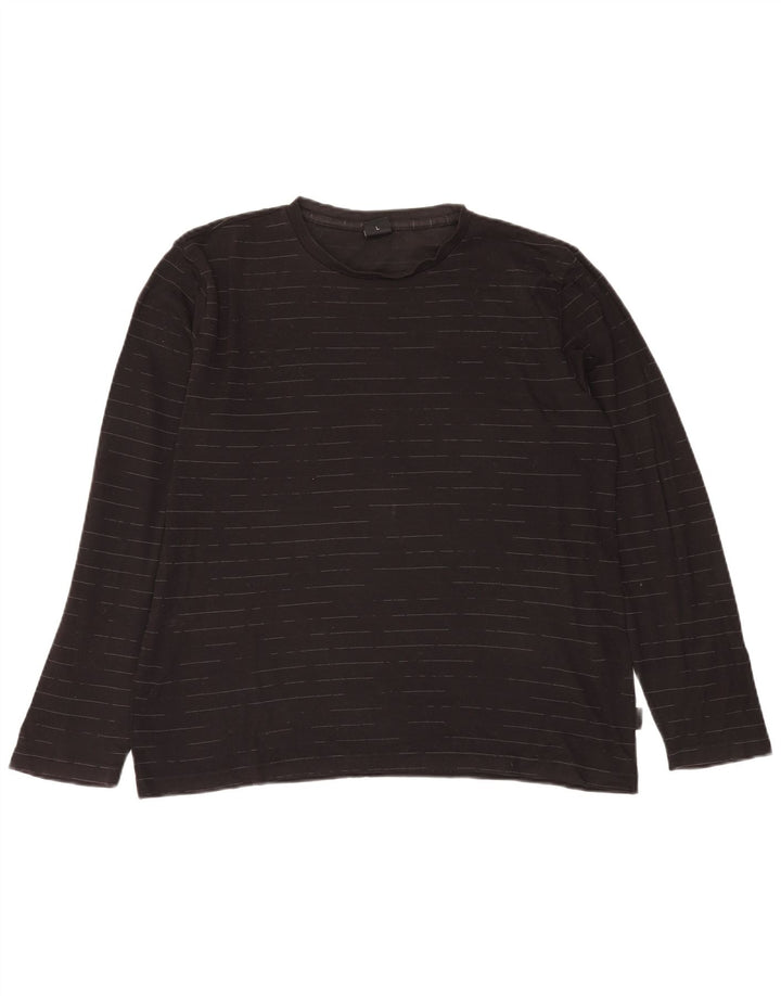 Camiseta HUGO BOSS para hombre de manga larga de algodón a rayas negras grandes