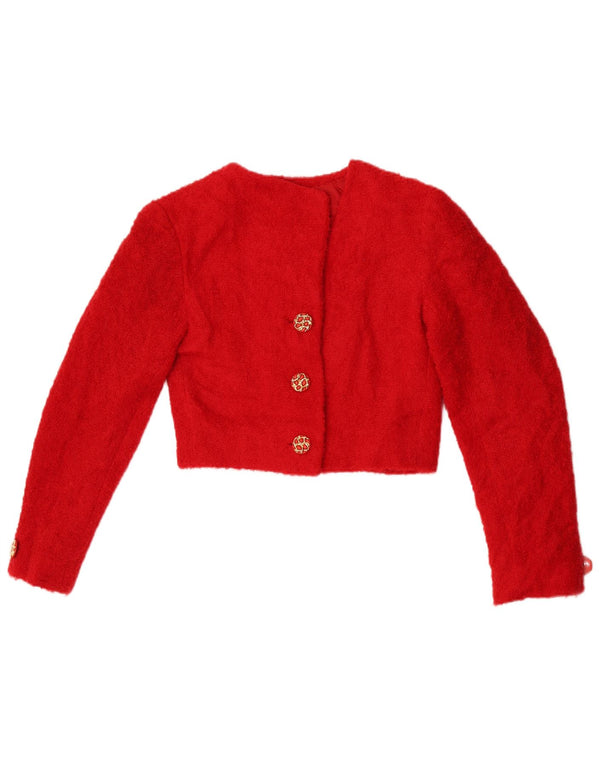 Vintage mujer Bolero chaqueta Reino Unido 10 pequeño rojo