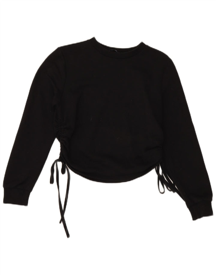 Zara Mujer Sudadera Jumper UK 10 Small Negro Poliéster
