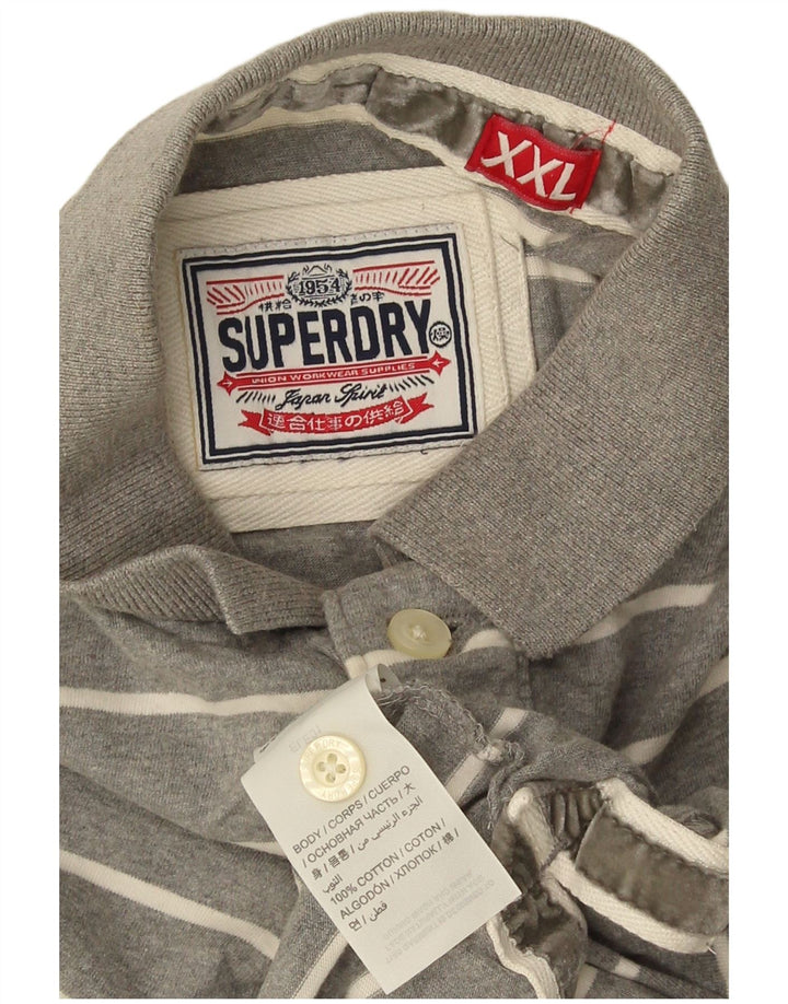 Superdry Polo para hombre 2XL Algodón a rayas gris