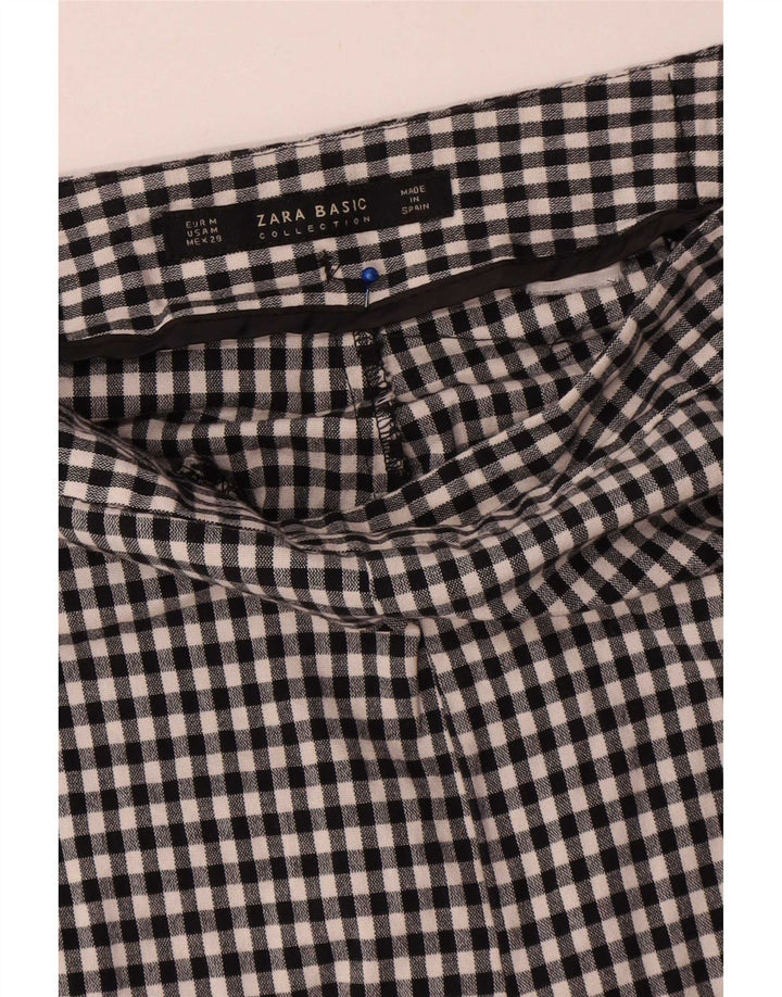 Zara Mujer Pantalón Chino Slim Medium W28 L28 Black Gingham