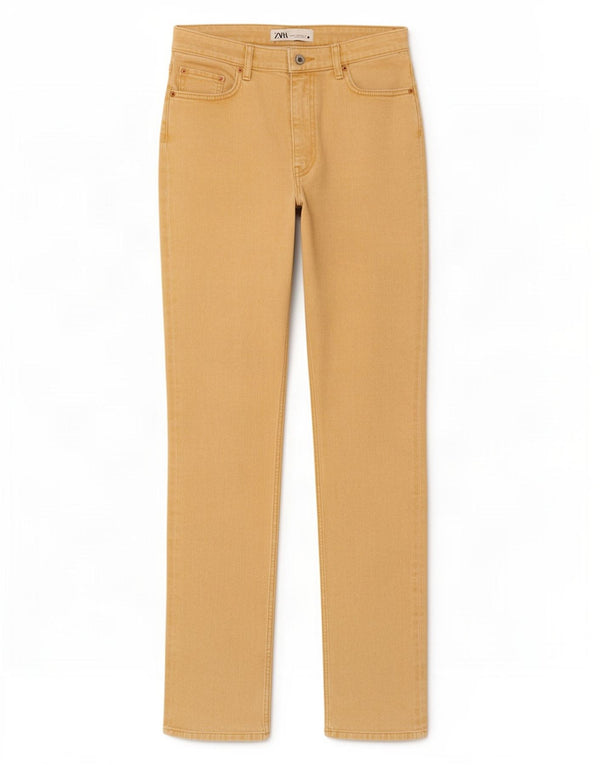 Zara Mujer Vaqueros Slim EU 36 XS W26 L33 Algodón Beige