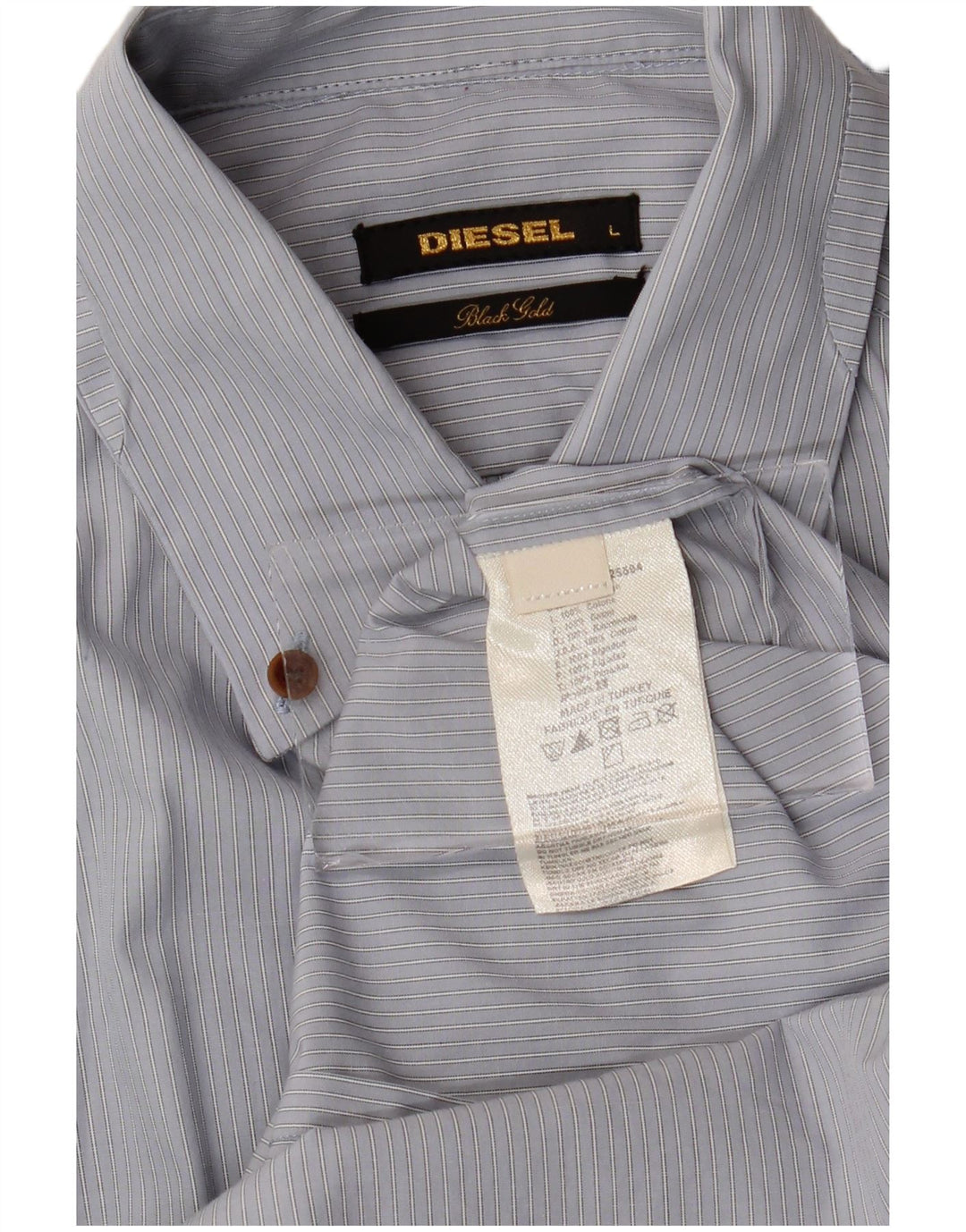Camisa Diesel Hombre Grande Azul Rayas De Algodón