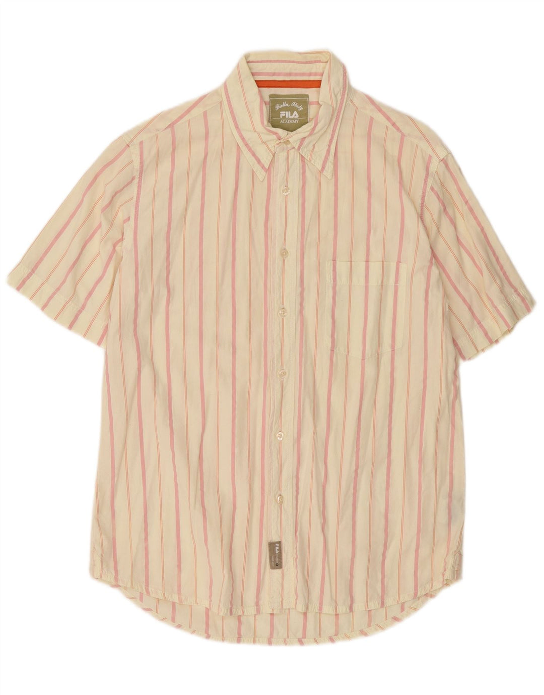 Fila Camisa de manga corta para hombre de algodón a rayas blanco roto medio