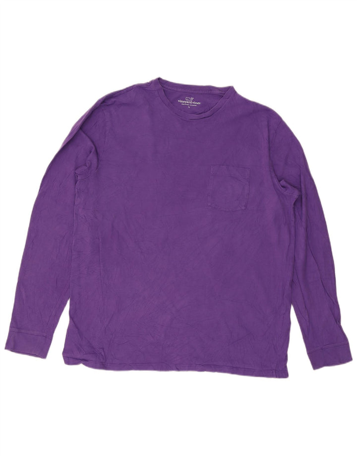 Vineyard Vines Camiseta para hombre de manga larga de algodón morado grande
