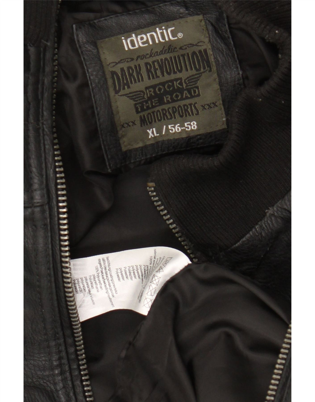 Chaqueta bomber Identic para hombre de piel sintética estilo motor UK 42 XL Poliéster negro
