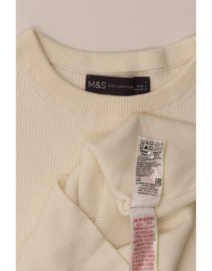 Marks & Spencer Blusa para Mujer Top UK 8 Small Off White Viscosa