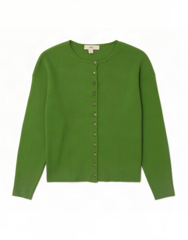 Marks & Spencer Suéter tipo cárdigan para mujer UK 46 Viscosa verde grande