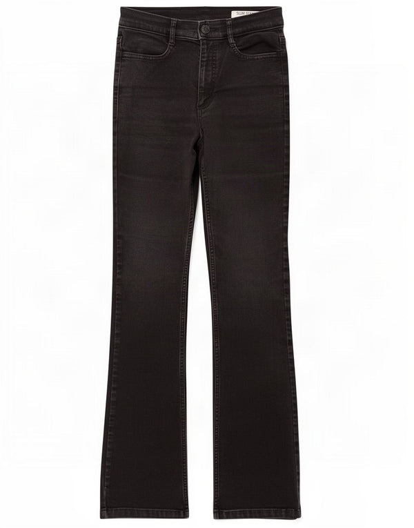 Marks & Spencer Vaqueros Slim Bootcut para Mujer UK 6 XS W25 L30 Algodón Negro