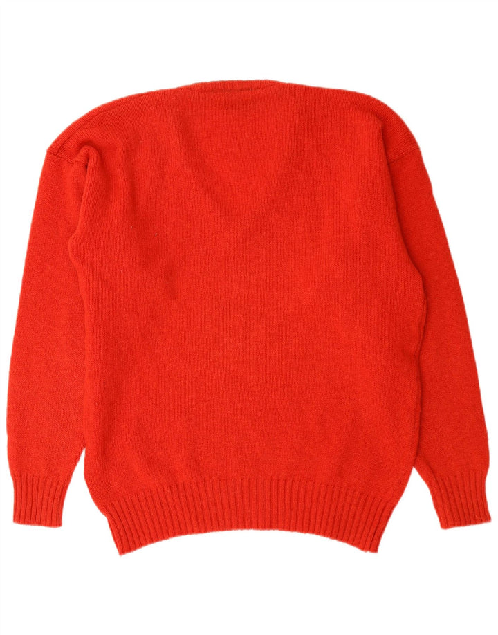 Vintage hombres V-cuello jumper suéter grande rojo nueva lana