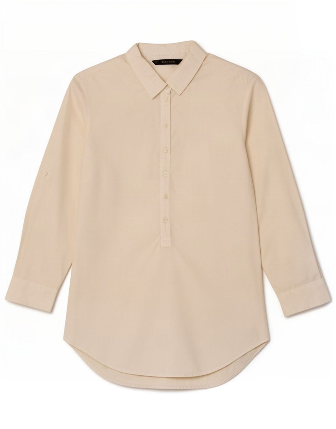 Zara Mujer Jersey Manga 3/4 Camisa UK 10 Small Blanco