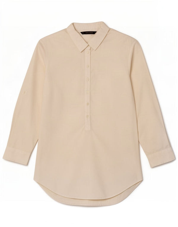 Zara Mujer Jersey Manga 3/4 Camisa UK 10 Small Blanco