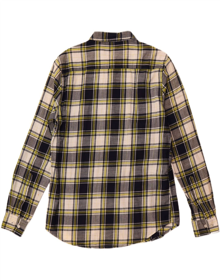 Benetton Hombre Camisa De Cuadros Grande De Algodón A Cuadros Azul Marino