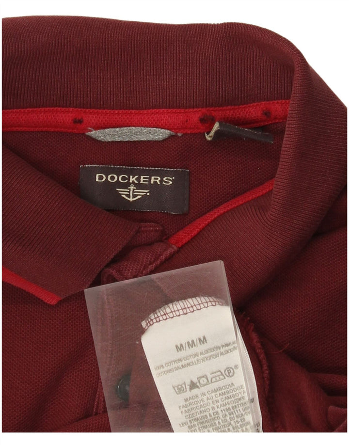 Dockers Polo de manga larga para hombre de algodón burdeos medio