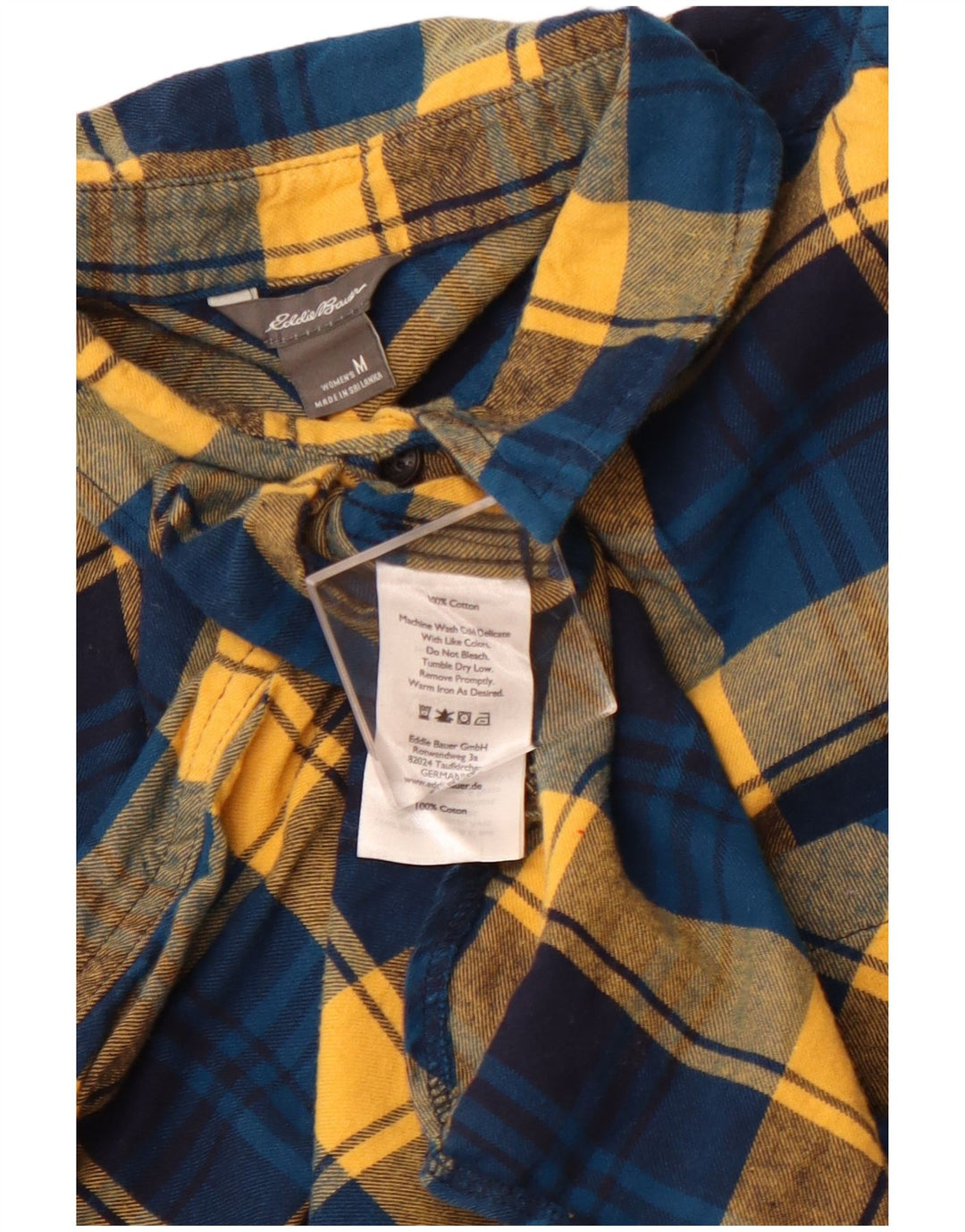 EDDIE BAUER Camisa de franela tipo jersey para mujer UK 12 Algodón a cuadros azul mediano
