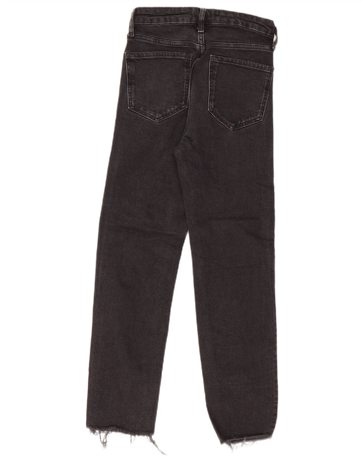 ZARA Mujer Vaqueros Rectos De Cintura Alta EU 36 XS W26 L27 Negro