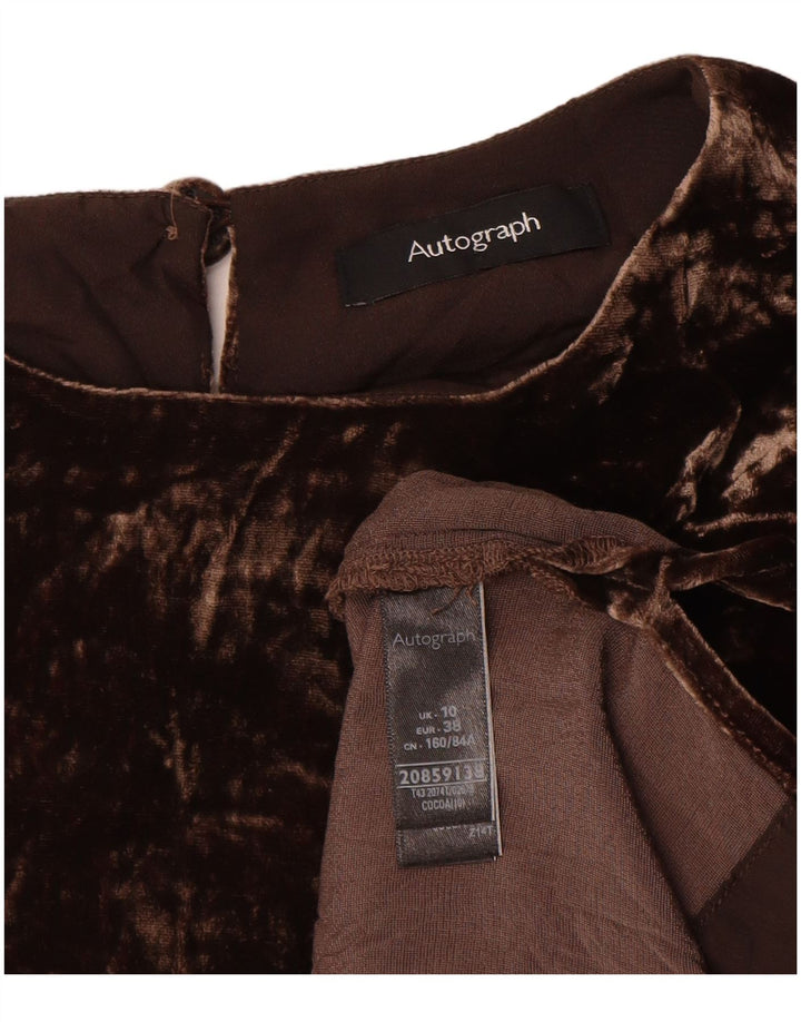Marks & Spencer Blusa de Terciopelo Autograph para Mujer UK 40 Small Brown