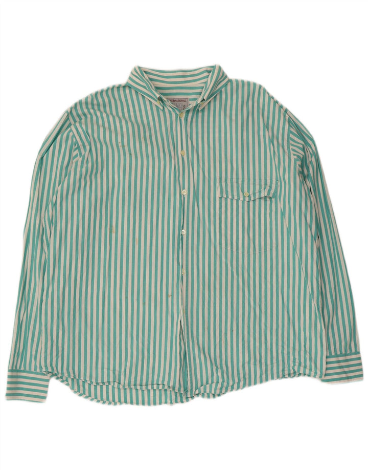 Camisa Vintage Hombre 2XL Rayas Turquesa