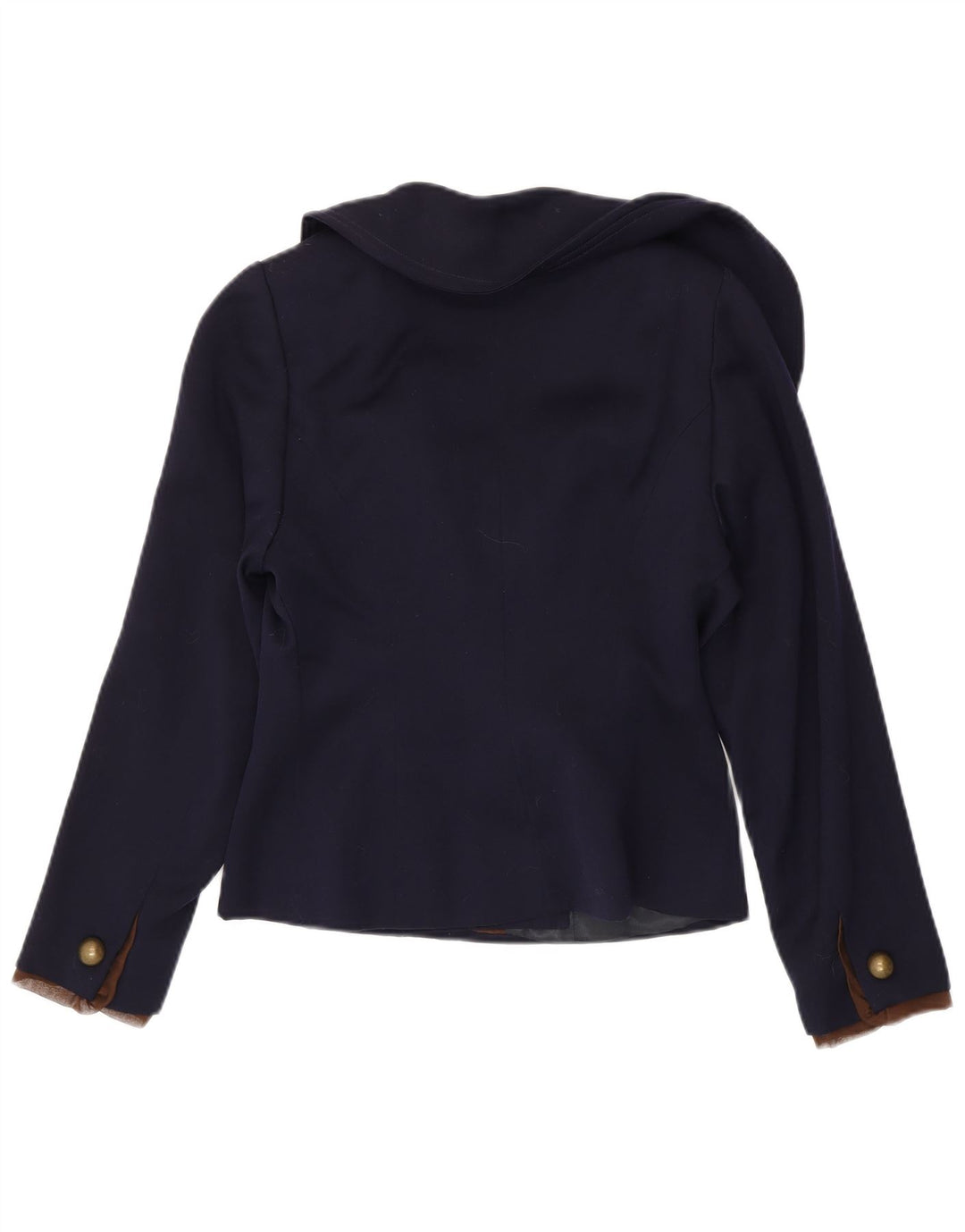 Vintage mujer 2 botones Blazer chaqueta Reino Unido 10 pequeño azul marino