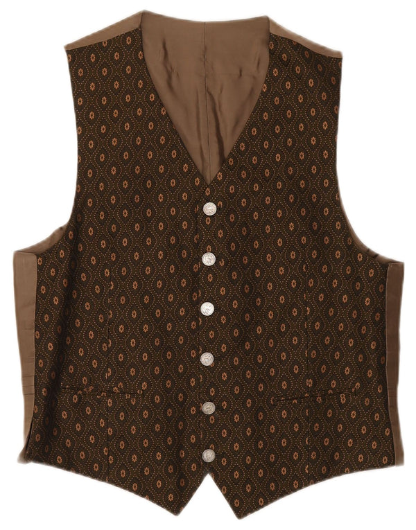 VINTAGE Chaleco para hombre pequeño caqui floral