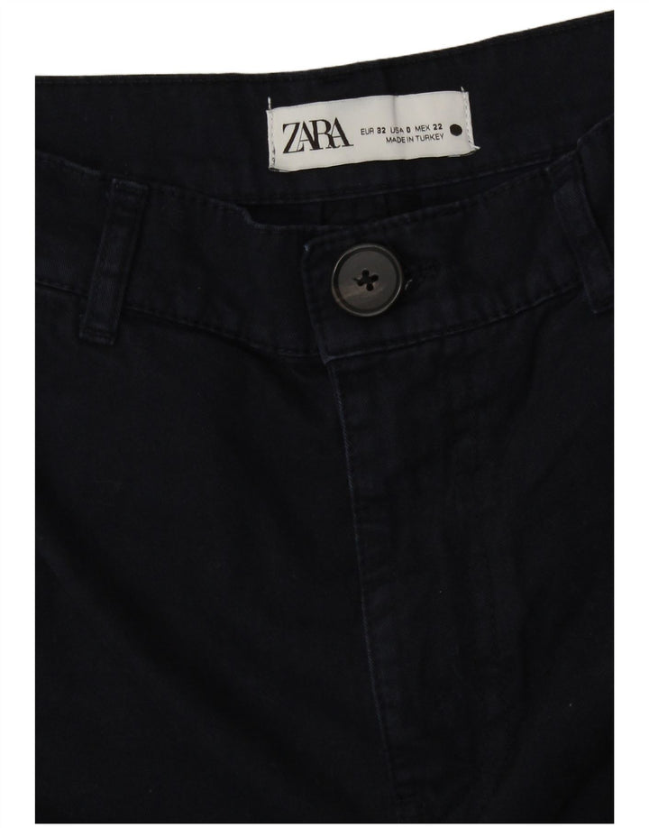 Zara Mujer Pantalones Cargo De Pierna Ancha Y Cintura Alta W22 L31 Algodón Negro