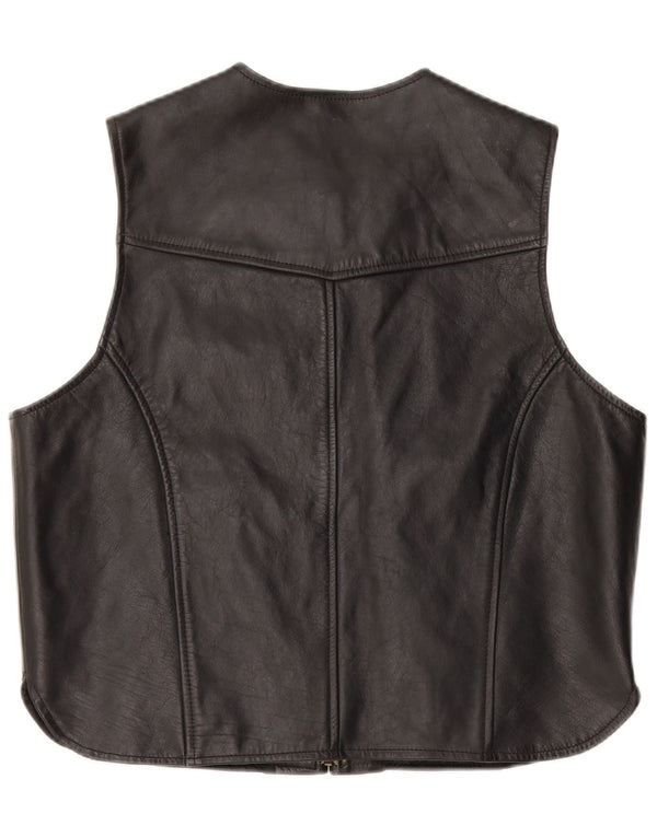 A-Pro Chaleco de cuero para mujer UK 40 XL Cuero negro