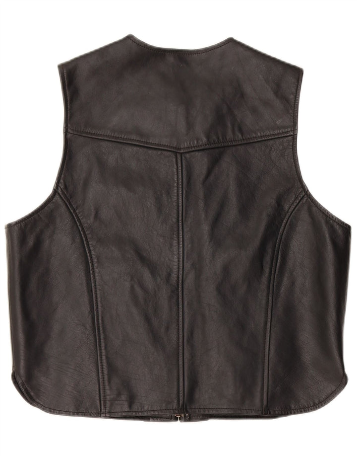 A-Pro Chaleco de cuero para mujer UK 40 XL Cuero negro