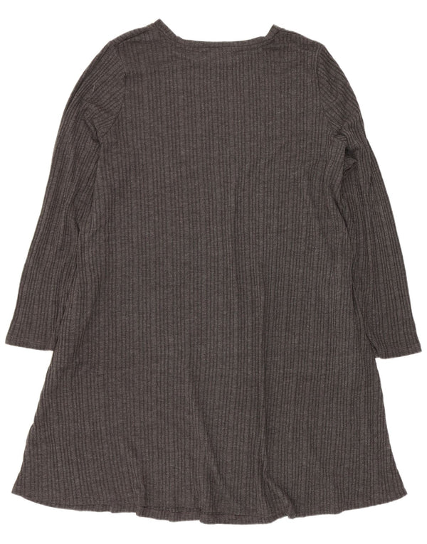 Marks & Spencer Vestido tipo camiseta de manga larga para mujer UK 24 4XL Gris a rayas