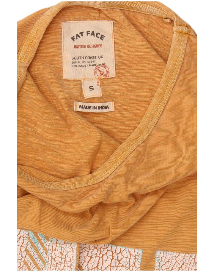 FAT FACE Camiseta gráfica para hombre Top pequeño de algodón moteado amarillo