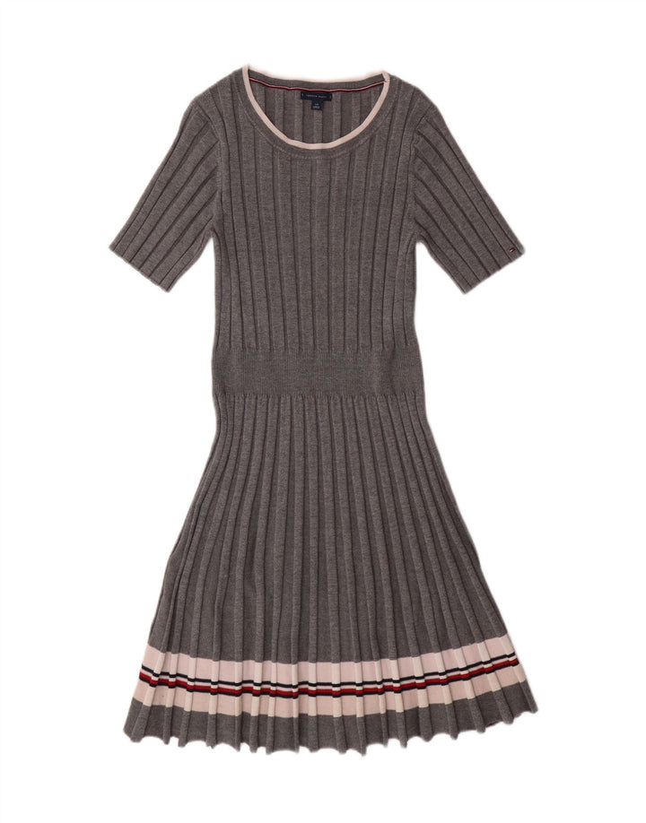 TOMMY HILFIGER Vestido tipo jersey para mujer UK 44 Viscosa a rayas gris grande