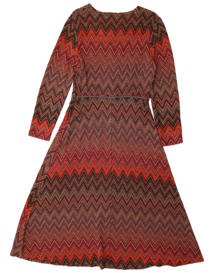 Donatella Vestido largo de manga larga para mujer IT 44 Medium Multicolor Chevron