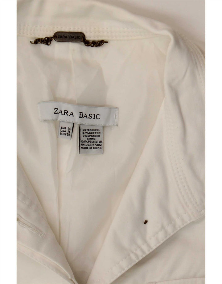 Zara Mujer Utility Blazer Chaqueta UK 12 Mediana Algodón Blanco