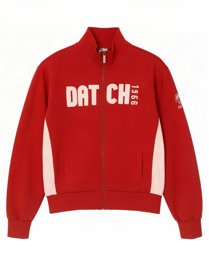 Datch Chaqueta superior de chándal con gráfico para hombre de algodón rojo con bloques de color grande