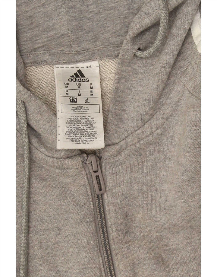 Adidas - Sudadera con capucha y cremallera para hombre, ajuste regular, algodón gris medio