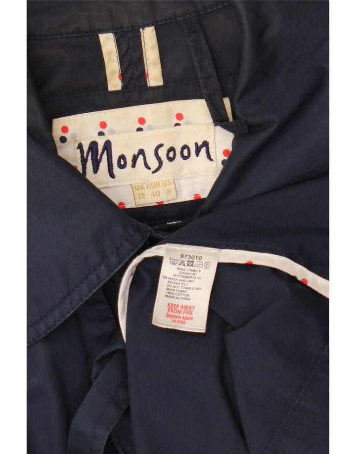 Monsoon Gabardina para mujer UK 40 Algodón azul marino mediano