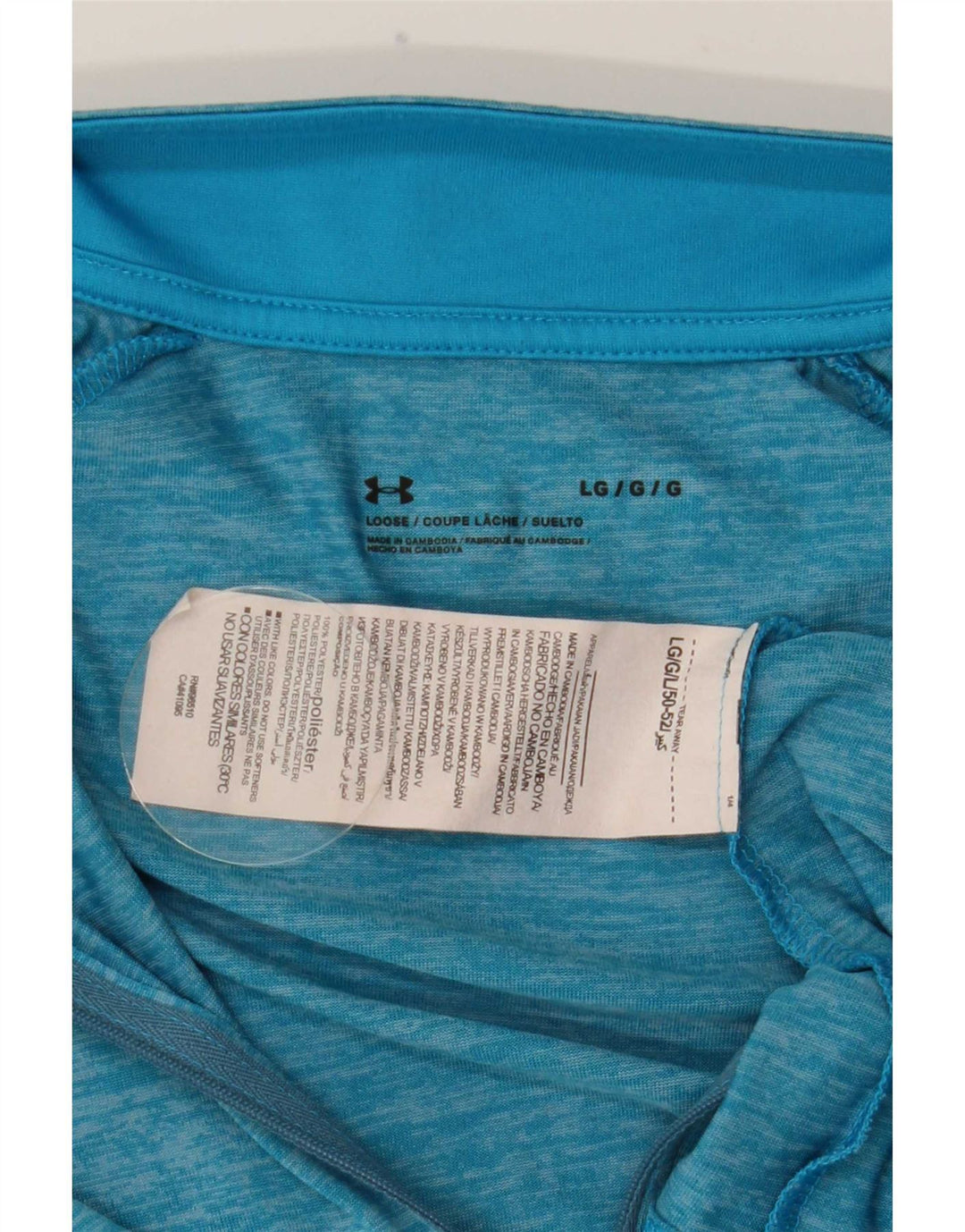 Under Armour Camiseta con cuello y cremallera para hombre, manga larga, poliéster moteado azul grande