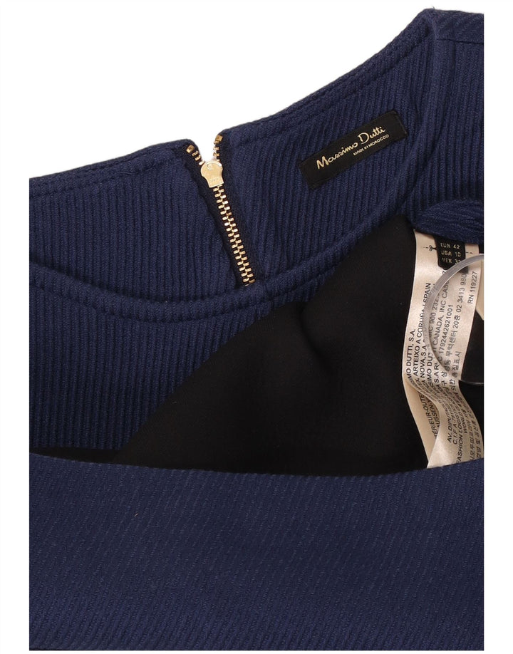 Massimo Dutti Vestido Tubo Sin Mangas Mujer EU 42 Grande Lana Azul Marino