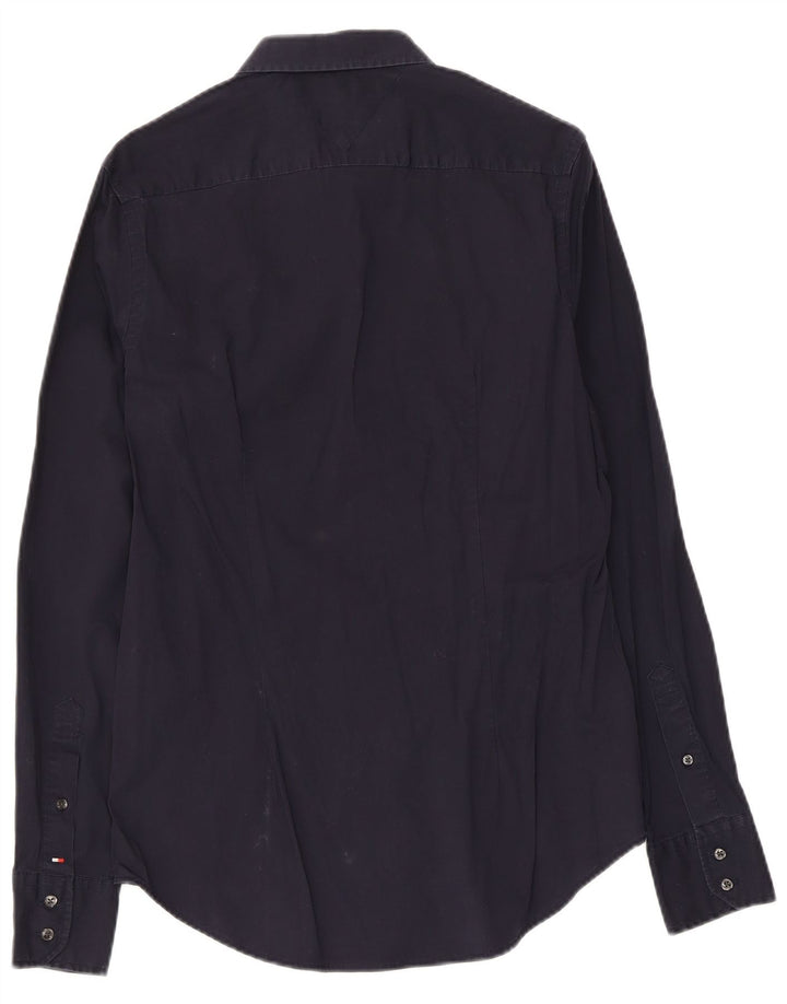 Tommy Hilfiger Camisa elástica para hombre de algodón azul marino mediano